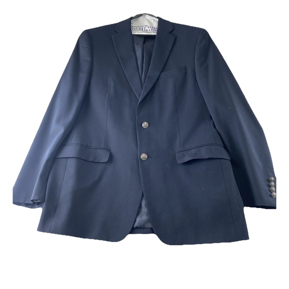 MICHAEL KORS Mens 40L Navy Wool Sport Coat Blazer Jacket 2 Button Preppy Acad